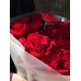 Букет №209 - из бордовых французских и пионовидных красных кустовых роз 