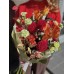 Букет №249 с яркими каллами, георгинами, лилией, целозией