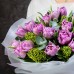 Букет №33 -Тюльпаны пионовидные Double Price, Скиммия Green, Эвкалипт Cineria