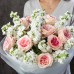 Букет №39 - Маттила White, Роза садовая пионовидная Mayra Bridal Pink, фисташка