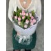 Букет №142 -Тюльпаны пионовидные Favorite Price, Скиммия Green