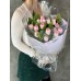 Букет №142 -Тюльпаны пионовидные Favorite Price, Скиммия Green