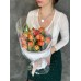 Букет №144 -Тюльпаны пионовидные Princess Orange, стифа декоративная
