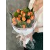 Букет №145 -Тюльпаны пионовидные Princess Orange, скимия Green