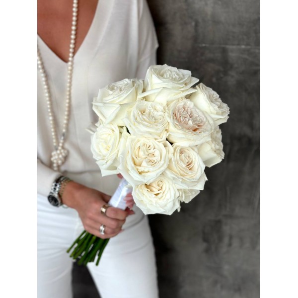 Букет №153 - Букет невесты из сливочных роз