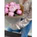 Букет №164 из крупных розовых пионов Sarah Bernhardt в упаковке Крафт