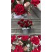 Французские красные розы с бархатными лепестками с золотым эвкалиптом от Mania Fiori