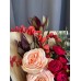 Букет №254 с розами, эрингиумом, леукадендроном и эвкалиптом