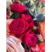 Букет №254 с розами, эрингиумом, леукадендроном и эвкалиптом