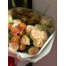 Букет №254 с персиковыми кустовыми хризантемами Сантини и нежными кустовыми розами